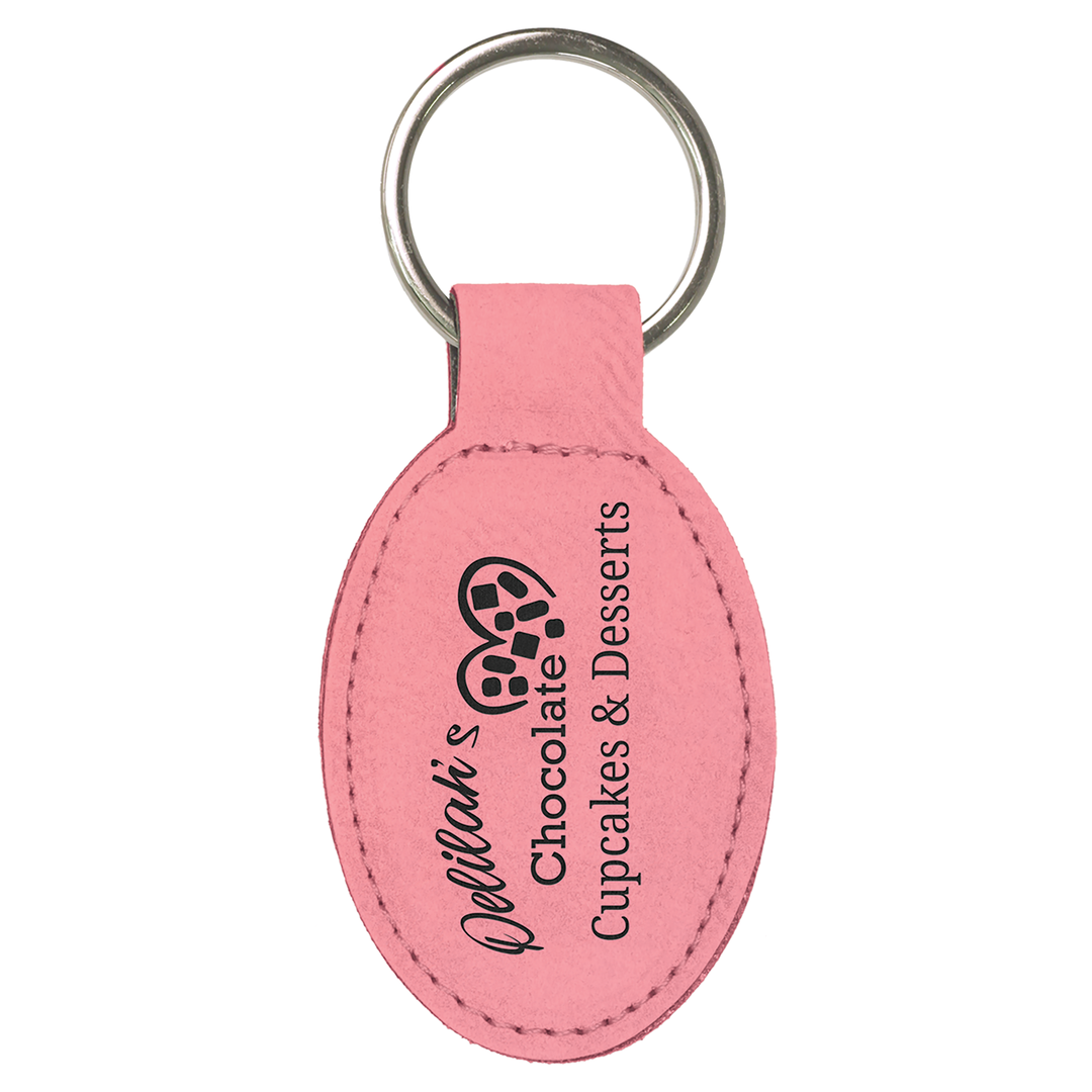 Leatherette Oval Keychain