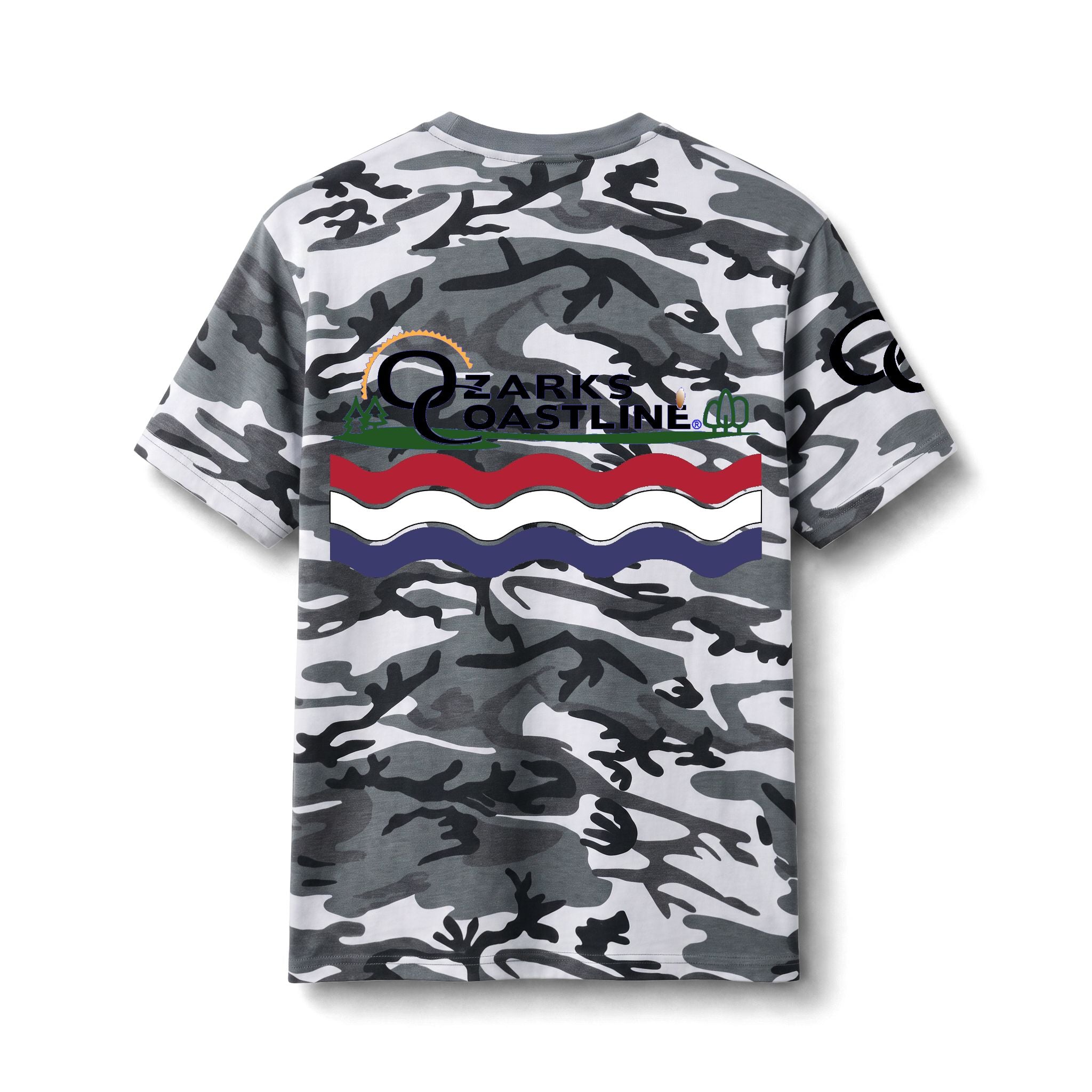 Ozarks Coastline Camo Tee — Ozarks Coastline Logo Camo T‑Shirt