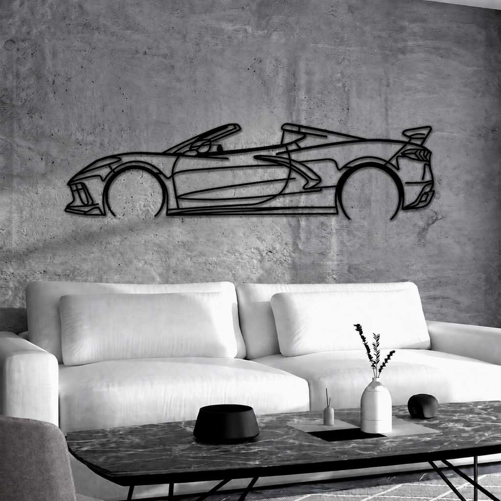 Corvette C8 Detailed Metal Car Wall Art - MT0922