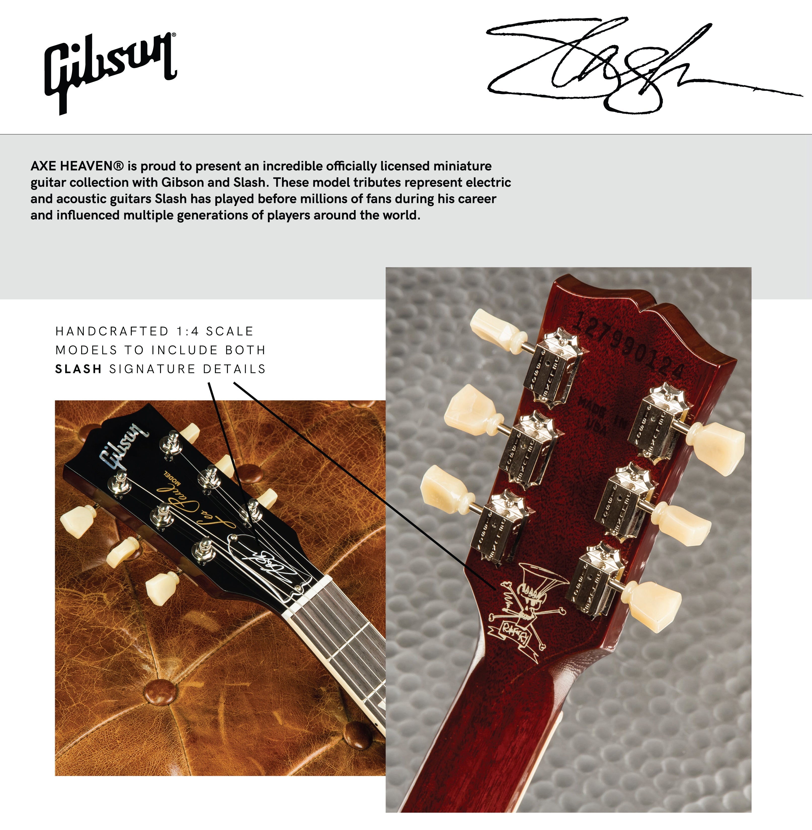 Slash Gibson Les Paul Standard Anaconda Burst 1:4 Scale Mini Guitar Model