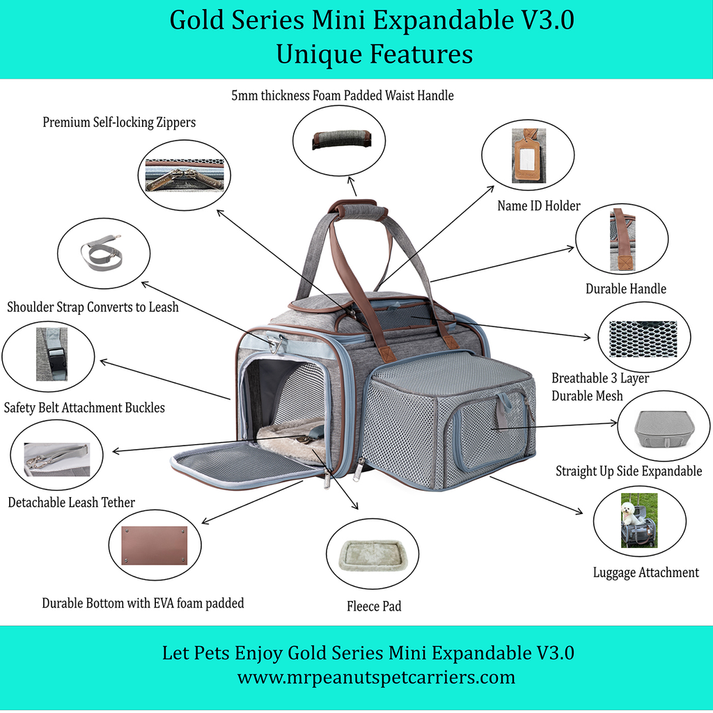 Mr. Peanut's Gold Series Mini V3.0 Expandable Pet Carrier
