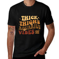 Thick Thighs Aquarius Vibes Retro Zodiac Melanin Black Women  Easy-care T-Shirt