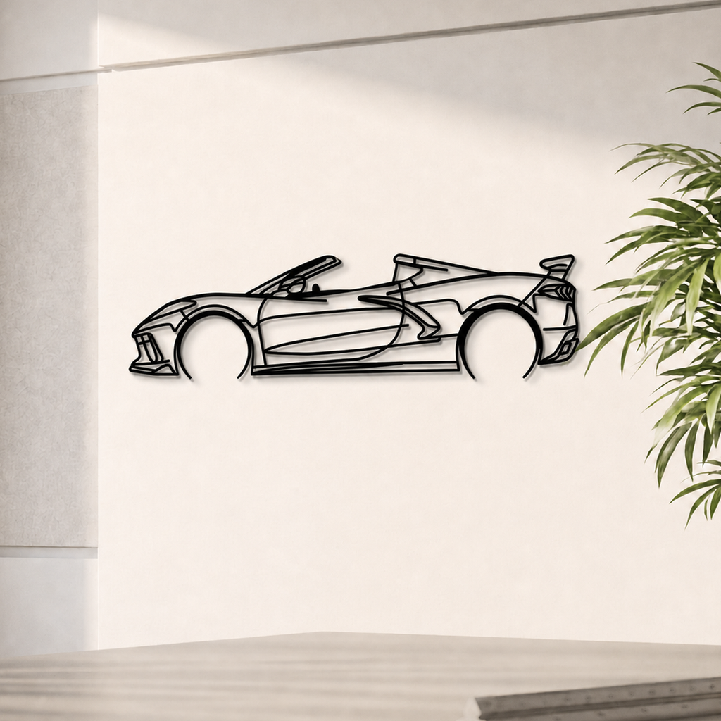 Corvette C8 Detailed Metal Car Wall Art - MT0922