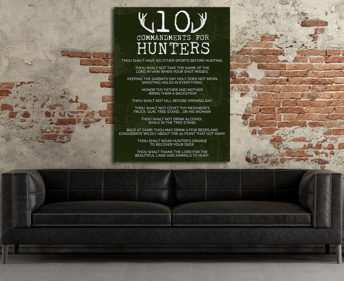 10 Commandments For Deer Hunters, Canvas Wall Art, Home Decor, Hunting, Hunt, Bow Hunting, Deer Hunting, Hunting Gift
