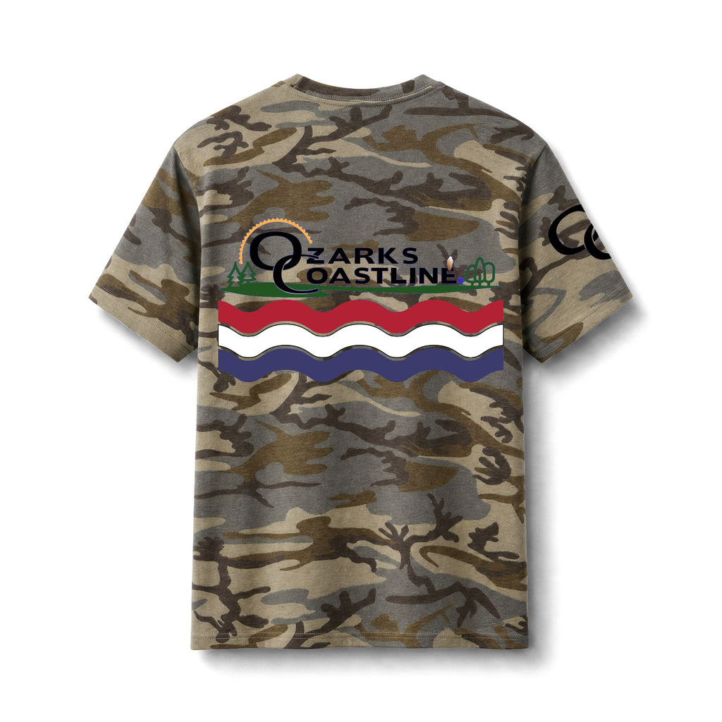 Ozarks Coastline Camo Tee — Ozarks Coastline Logo Camo T‑Shirt