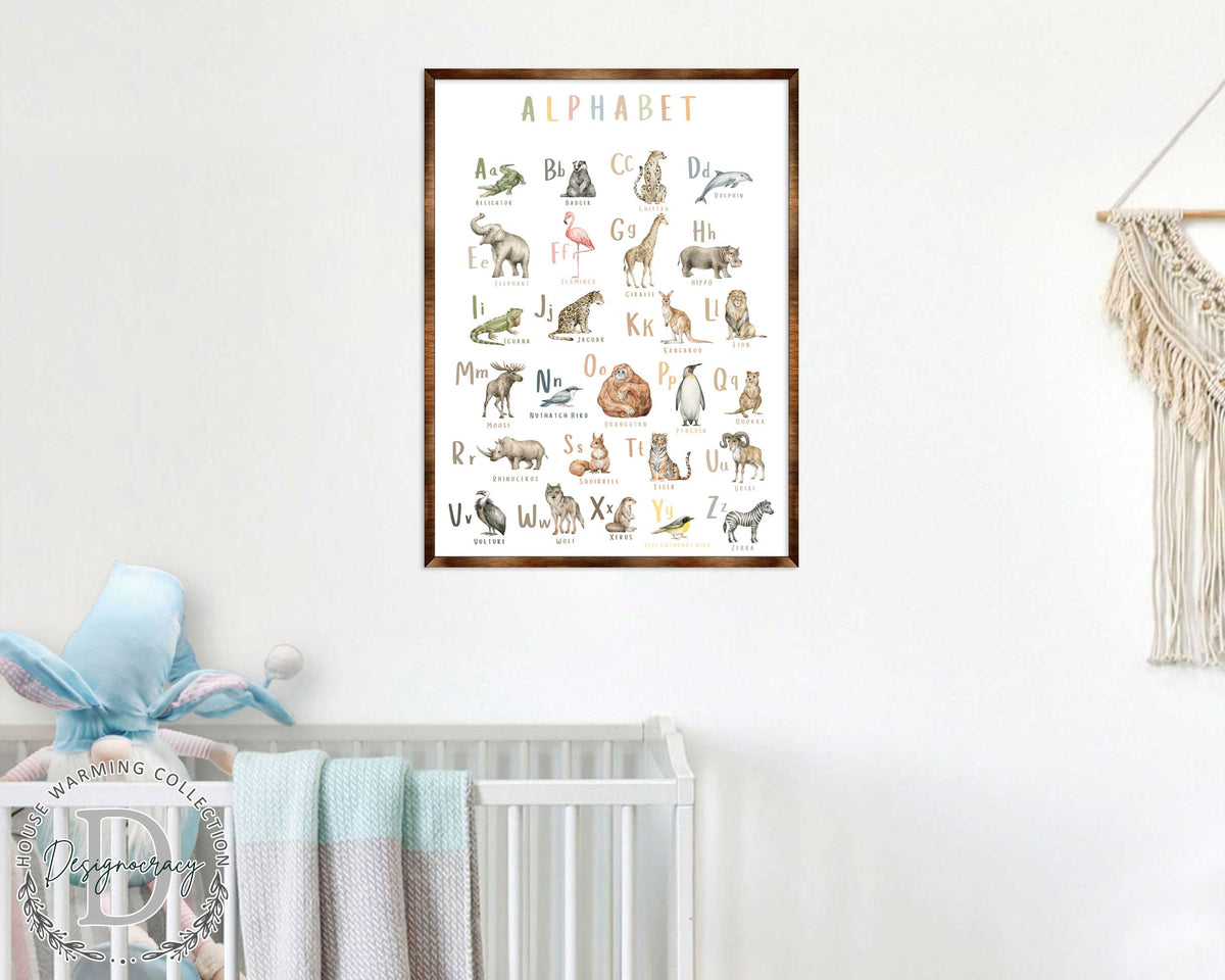 Animal Alphabet Art - Wooden Educational Art - Wall Decor - Homeschool Decor - Classroom Decor - Playroom Decor - Nursery Wall Art - Art For Kids - 310211
