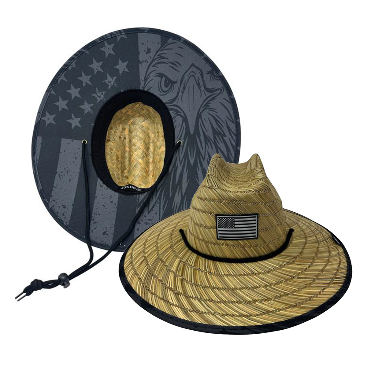 Patriot American Flag Beach Lifeguard Straw Hat