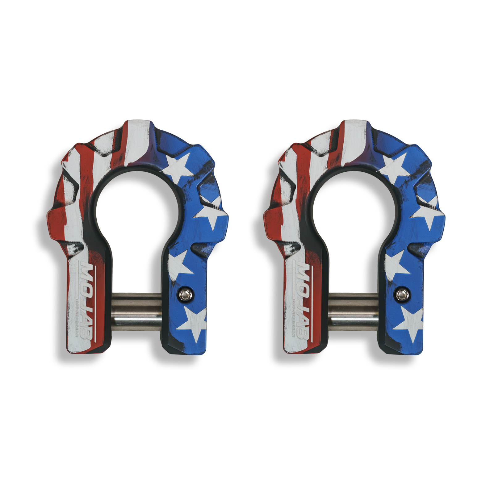MOJAB 3/4" Extreme Duty Aluminum D-Shackle Set (9T) | American Flag | Lifetime Warranty