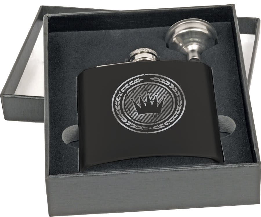 6 oz. Matte Black Stainless Steel Flask Set with Funnel