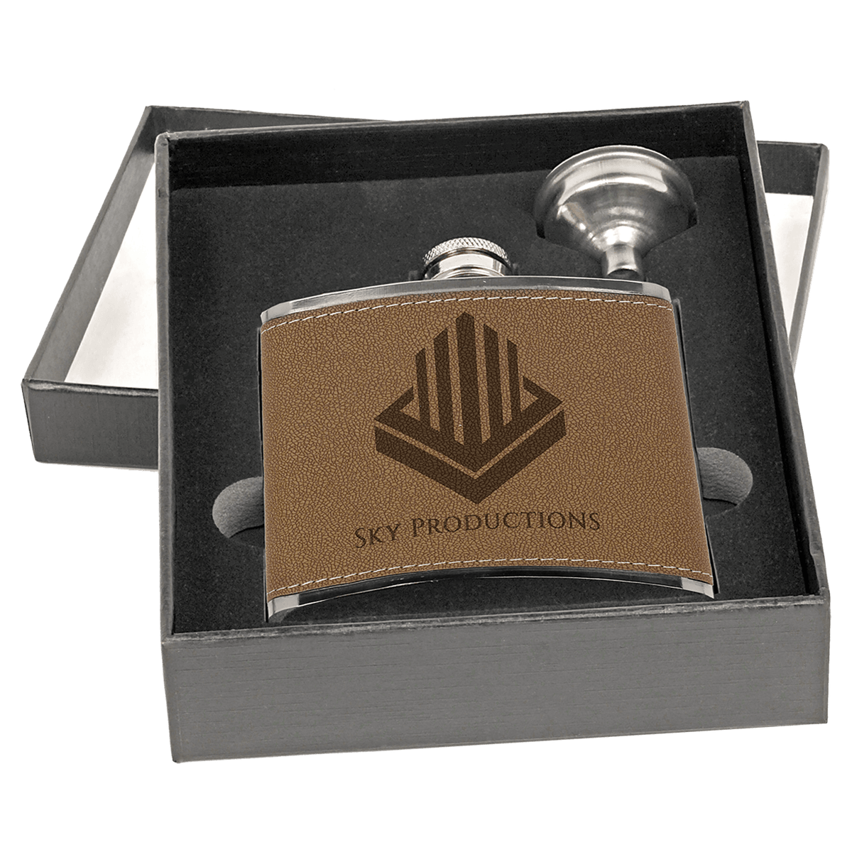6 oz. Stainless Steel Leather Flask Set with Funnel