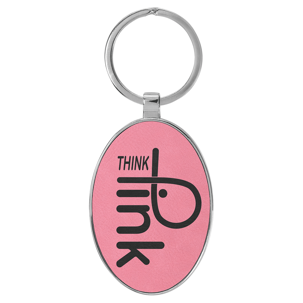 Leatherette Oval Keychain with Metal Frame