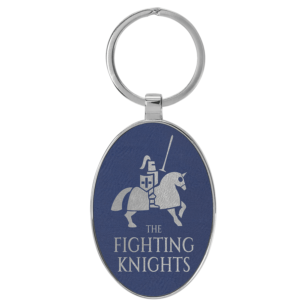 Leatherette Oval Keychain with Metal Frame