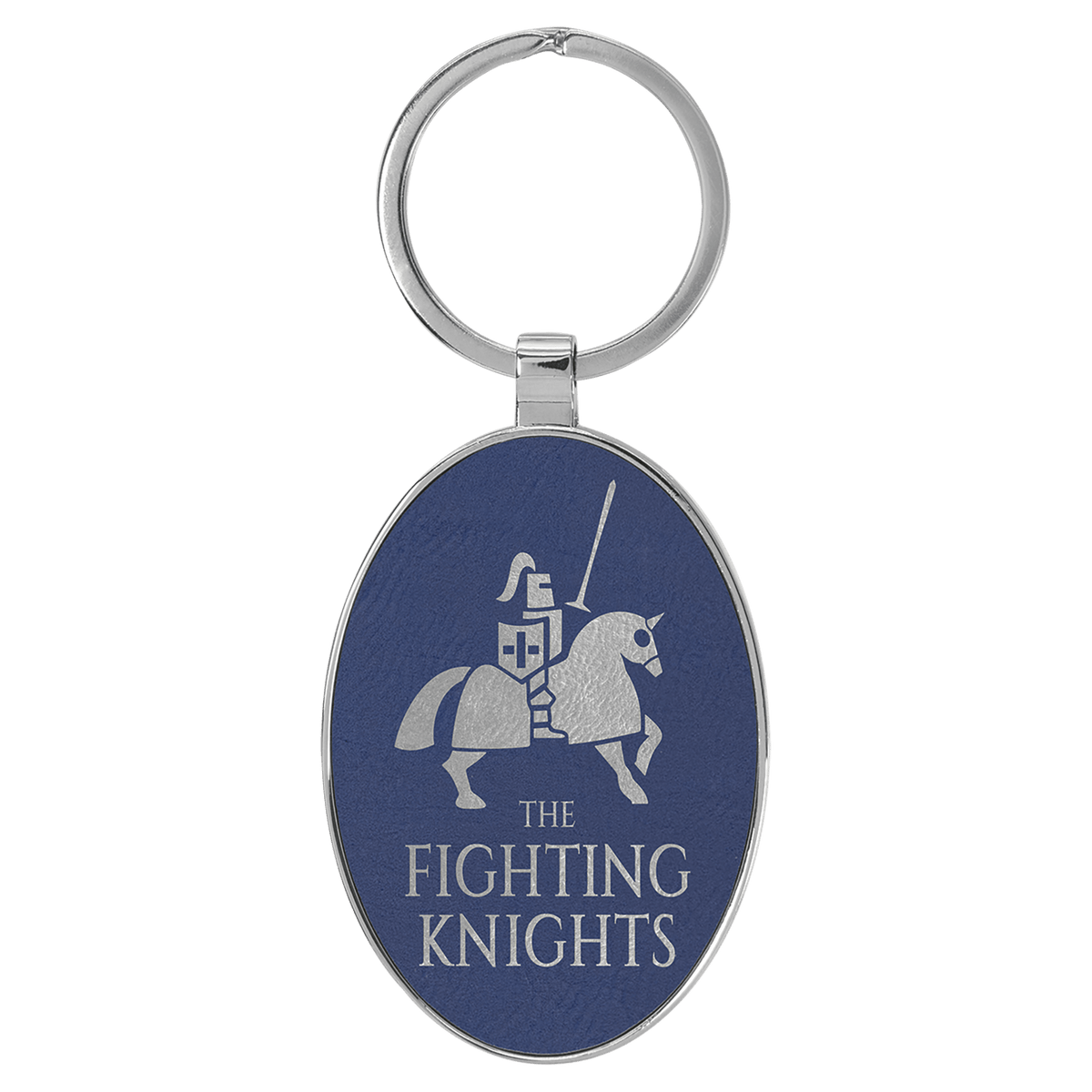 Leatherette Oval Keychain with Metal Frame