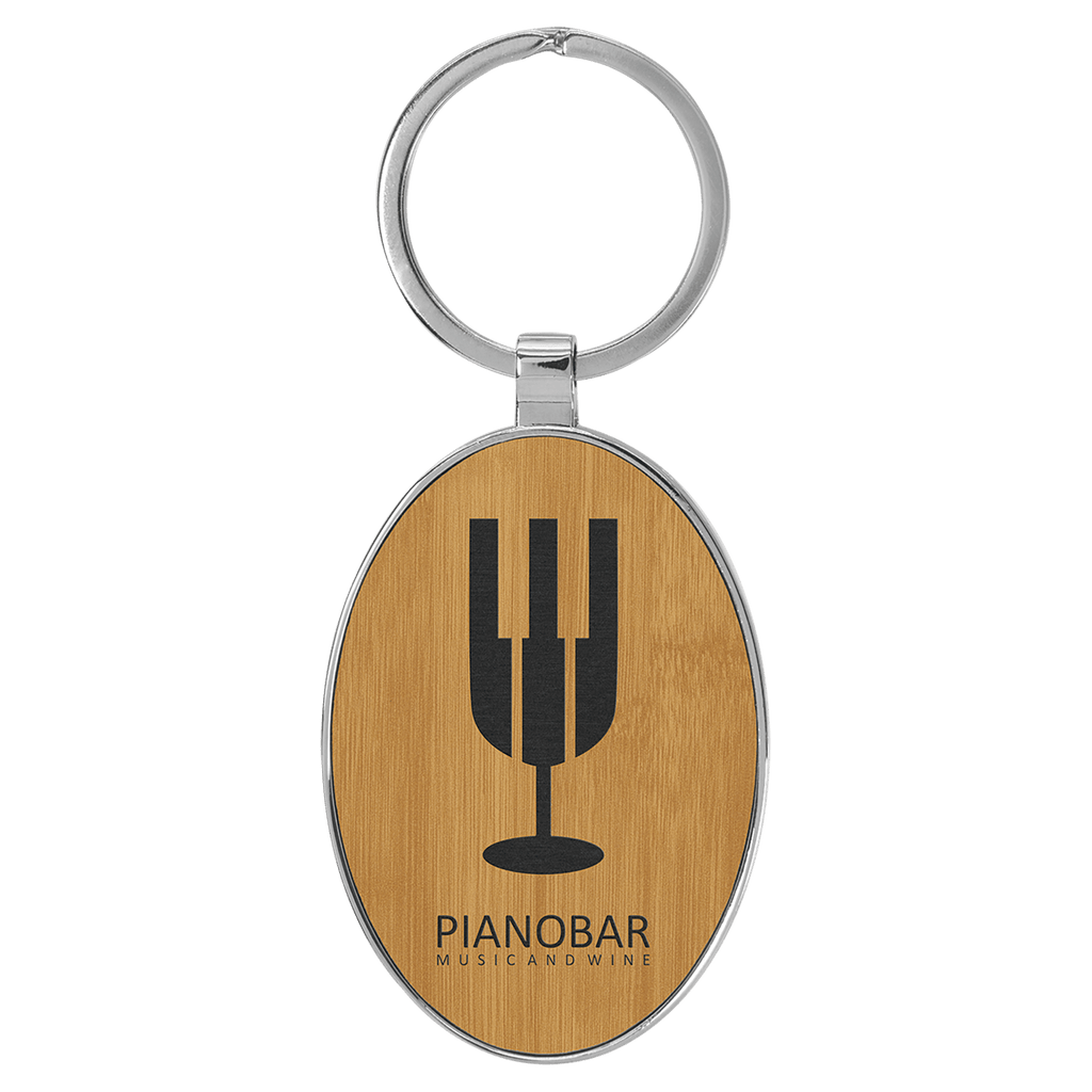 Leatherette Oval Keychain with Metal Frame