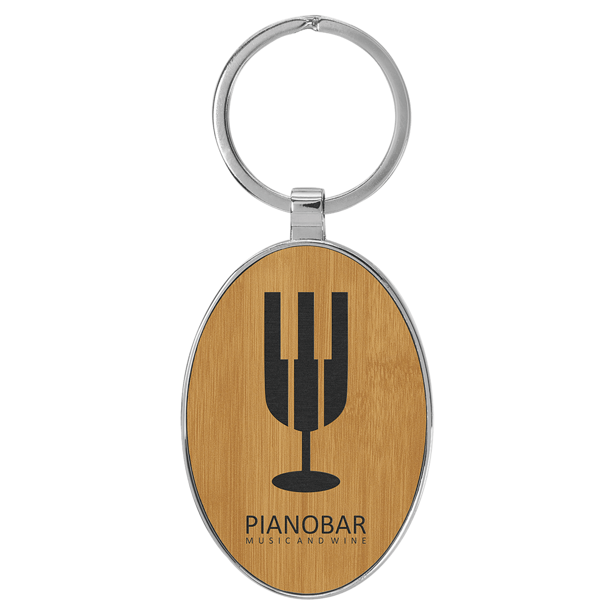 Leatherette Oval Keychain with Metal Frame