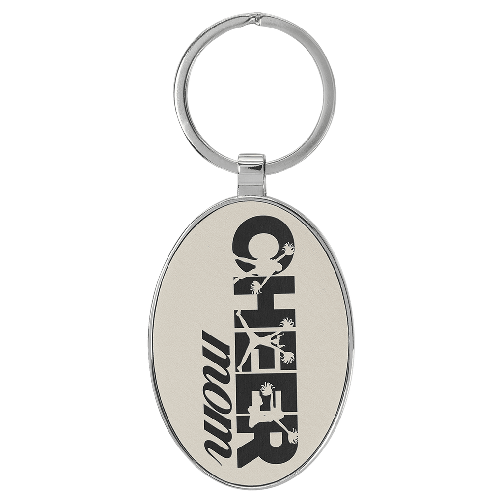 Leatherette Oval Keychain with Metal Frame