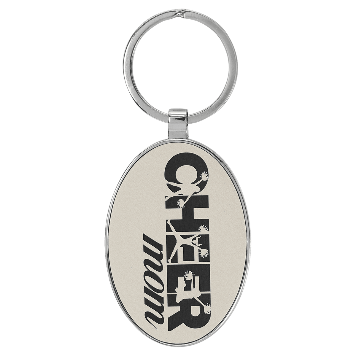 Leatherette Oval Keychain with Metal Frame