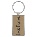 Leatherette Rectangle Keychain with Metal Frame