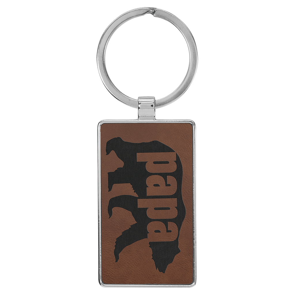 Leatherette Rectangle Keychain with Metal Frame