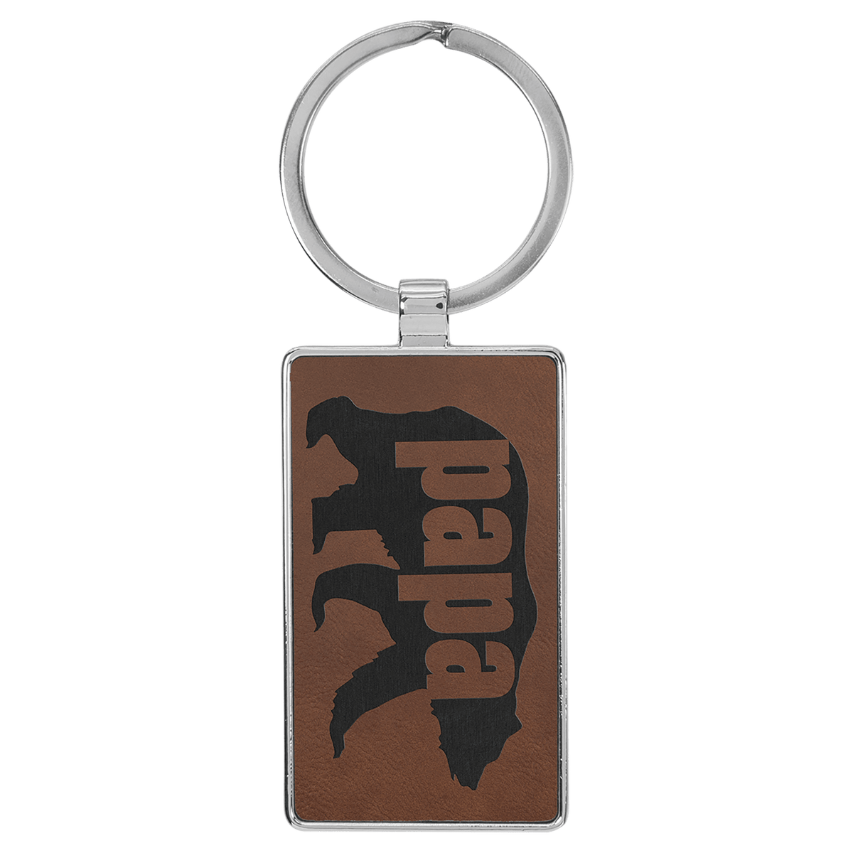 Leatherette Rectangle Keychain with Metal Frame