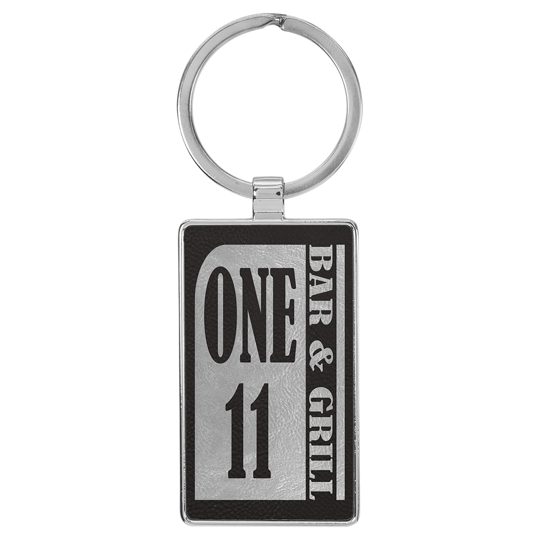 Leatherette Rectangle Keychain with Metal Frame