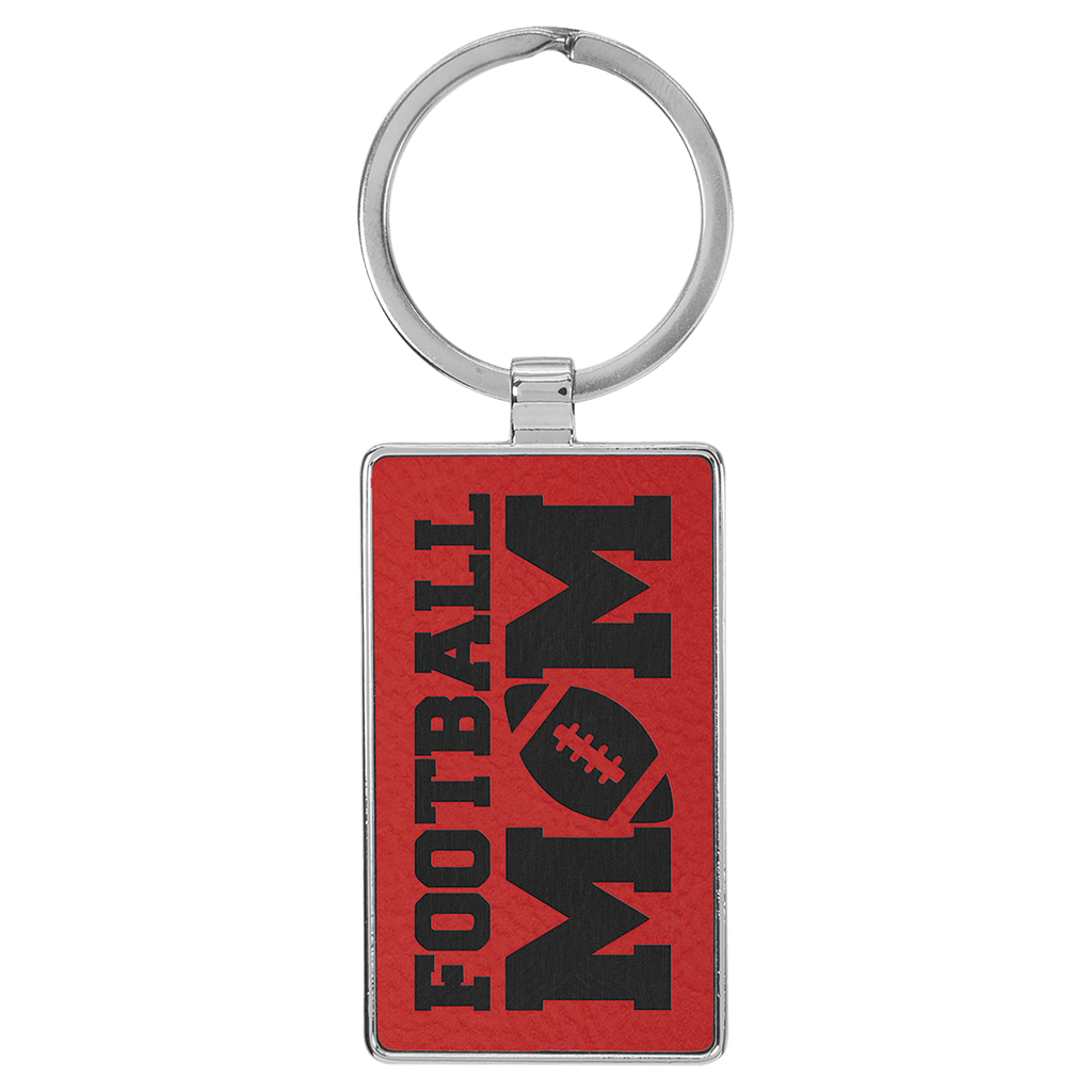 Leatherette Rectangle Keychain with Metal Frame