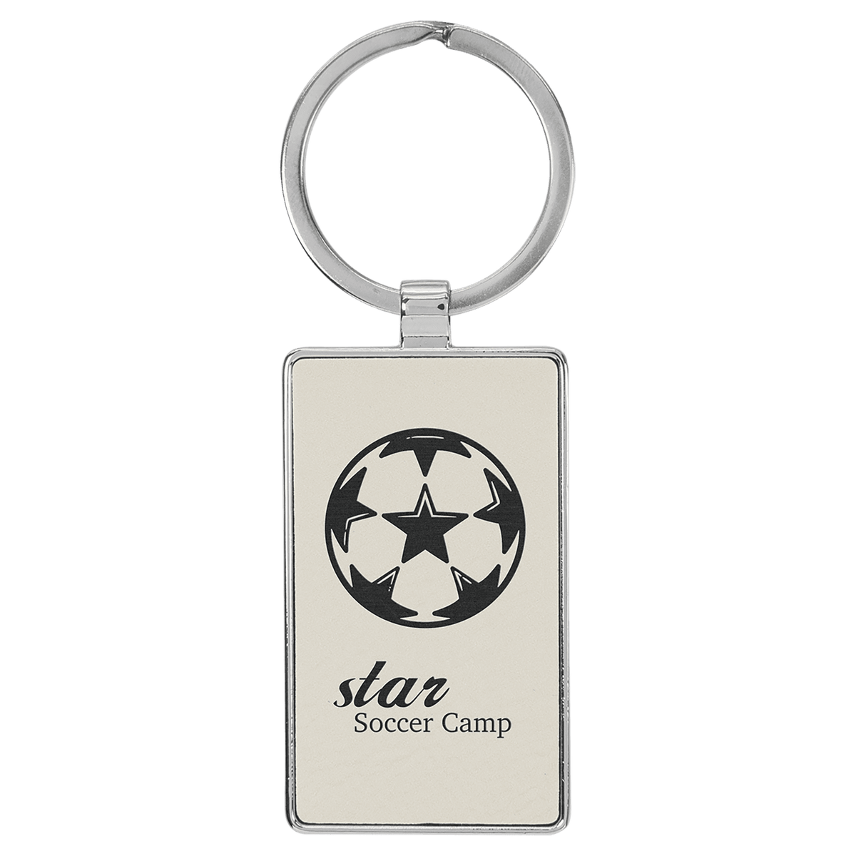 Leatherette Rectangle Keychain with Metal Frame
