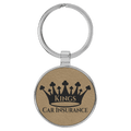 Leatherette Round Keychain with Metal Frame
