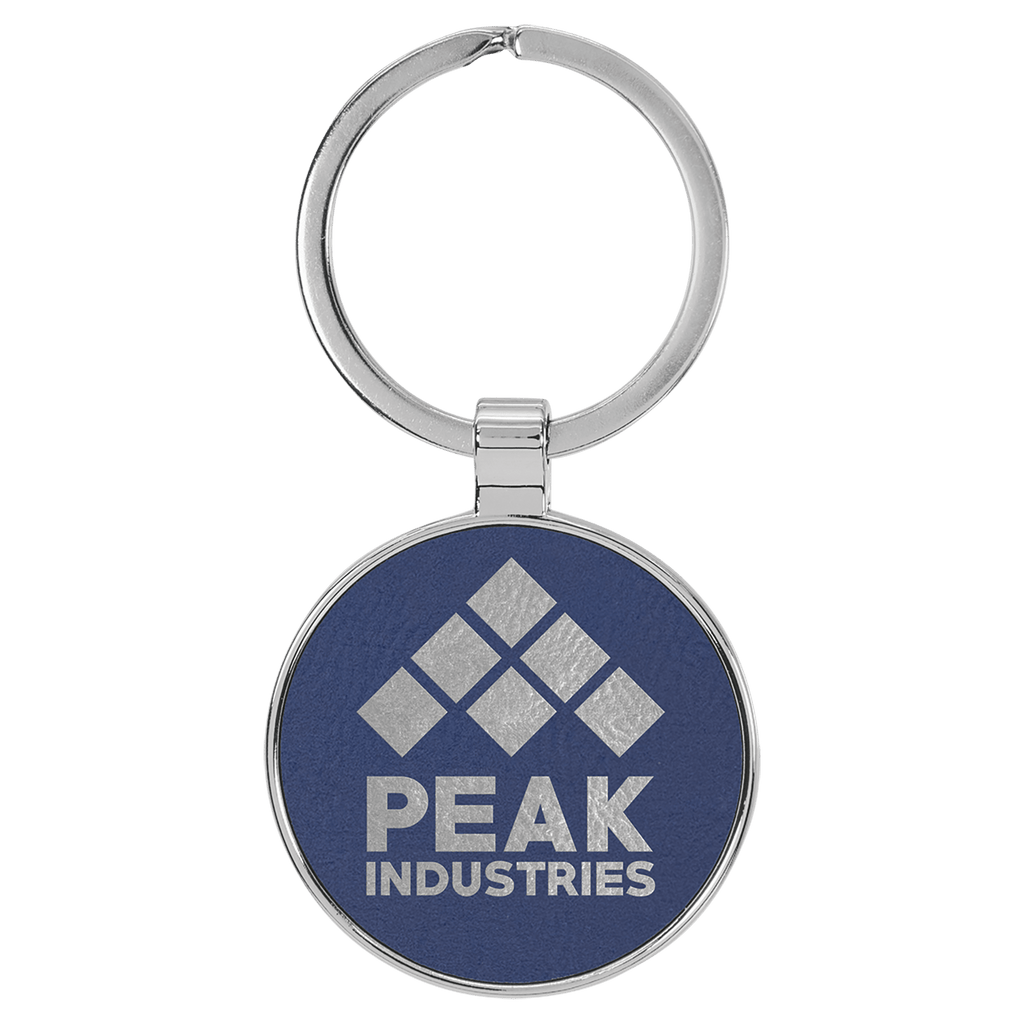 Leatherette Round Keychain with Metal Frame