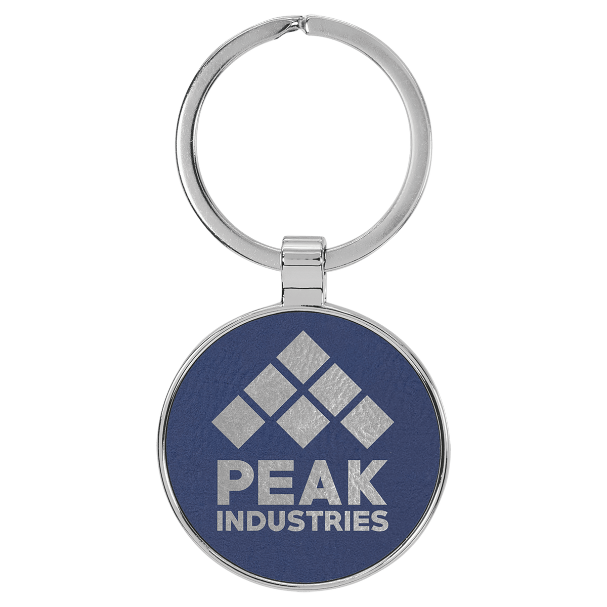 Leatherette Round Keychain with Metal Frame