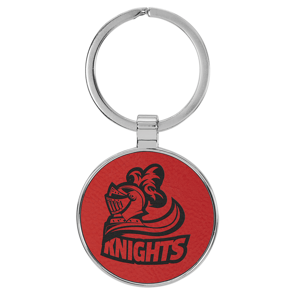 Leatherette Round Keychain with Metal Frame