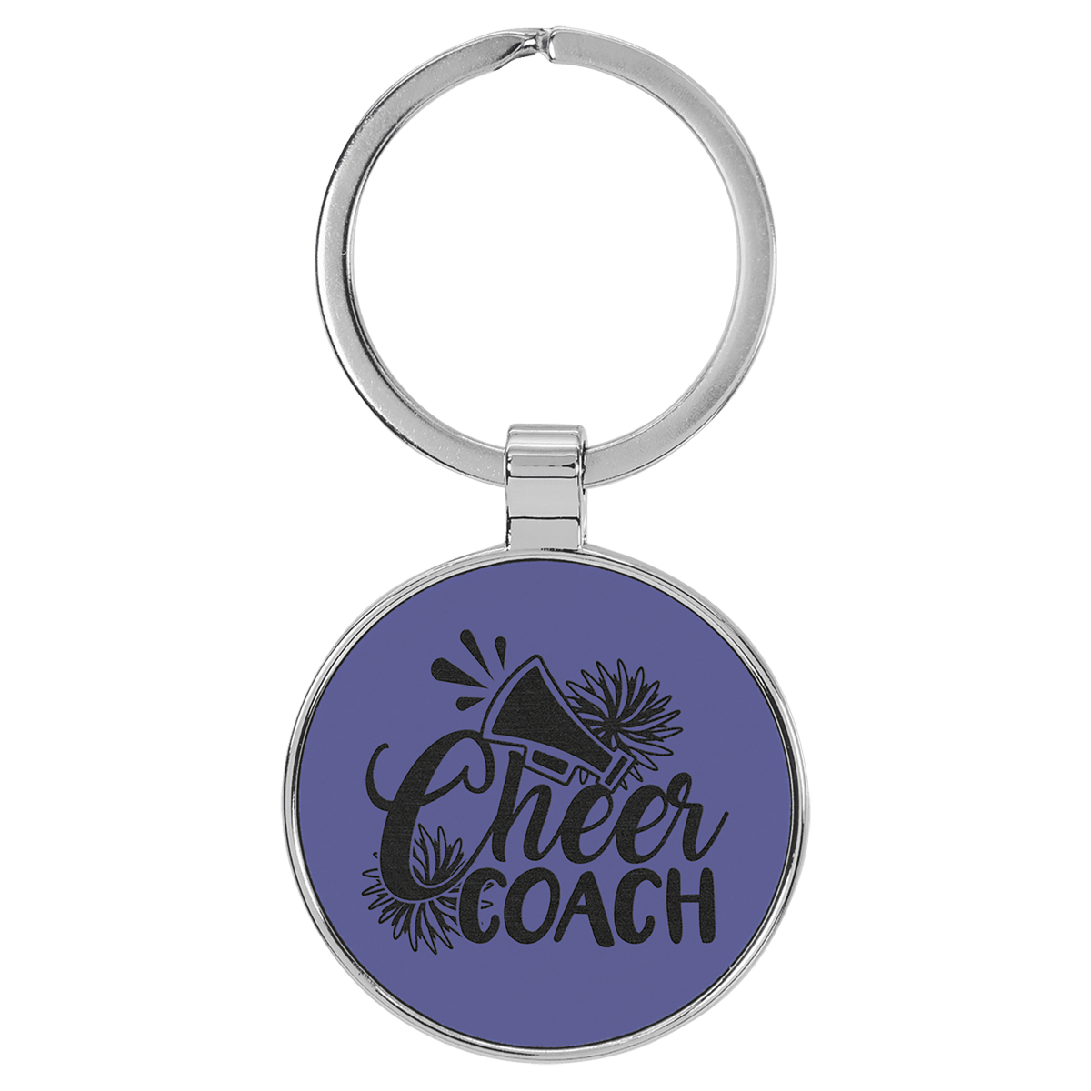 Leatherette Round Keychain with Metal Frame