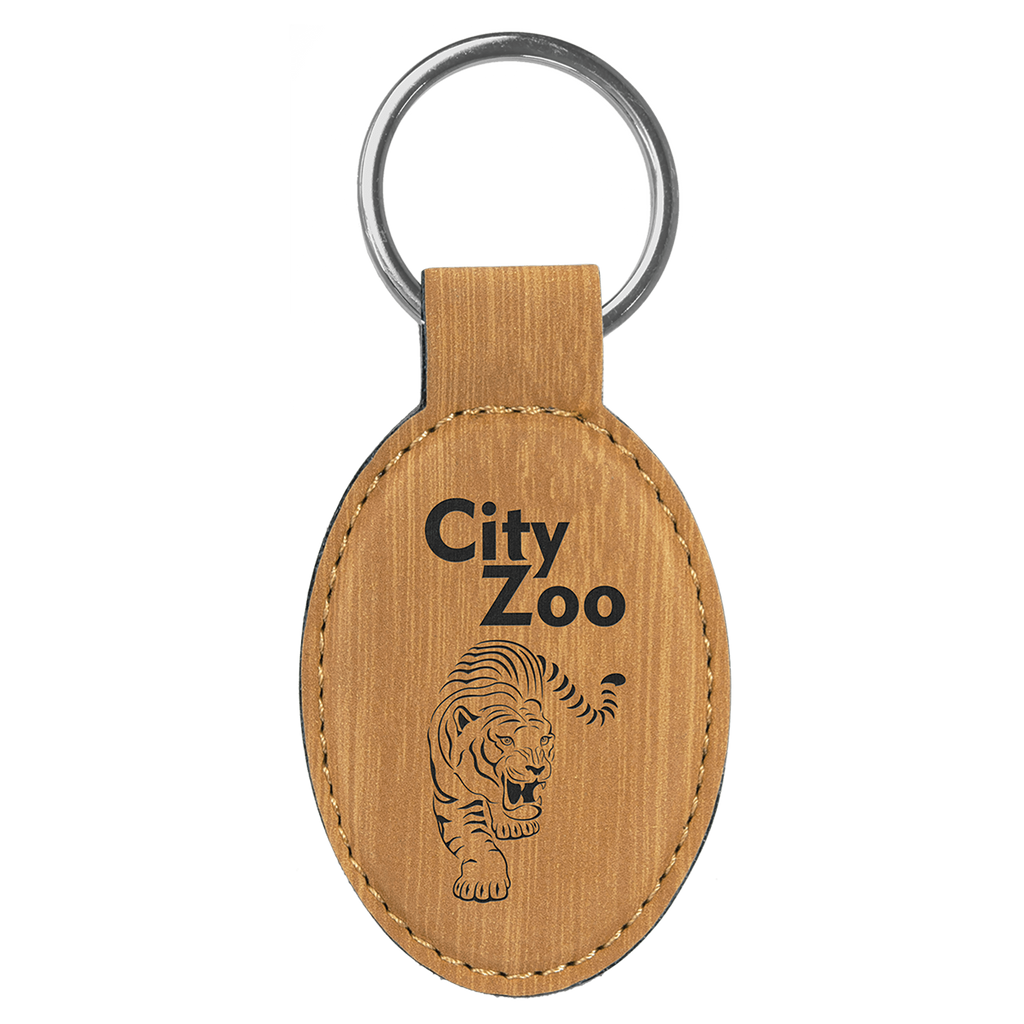 Leatherette Oval Keychain