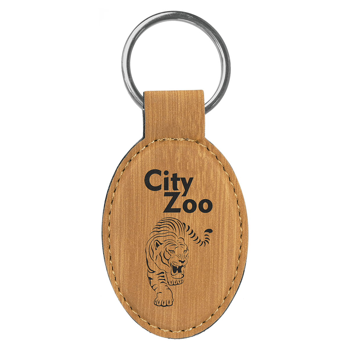 Leatherette Oval Keychain