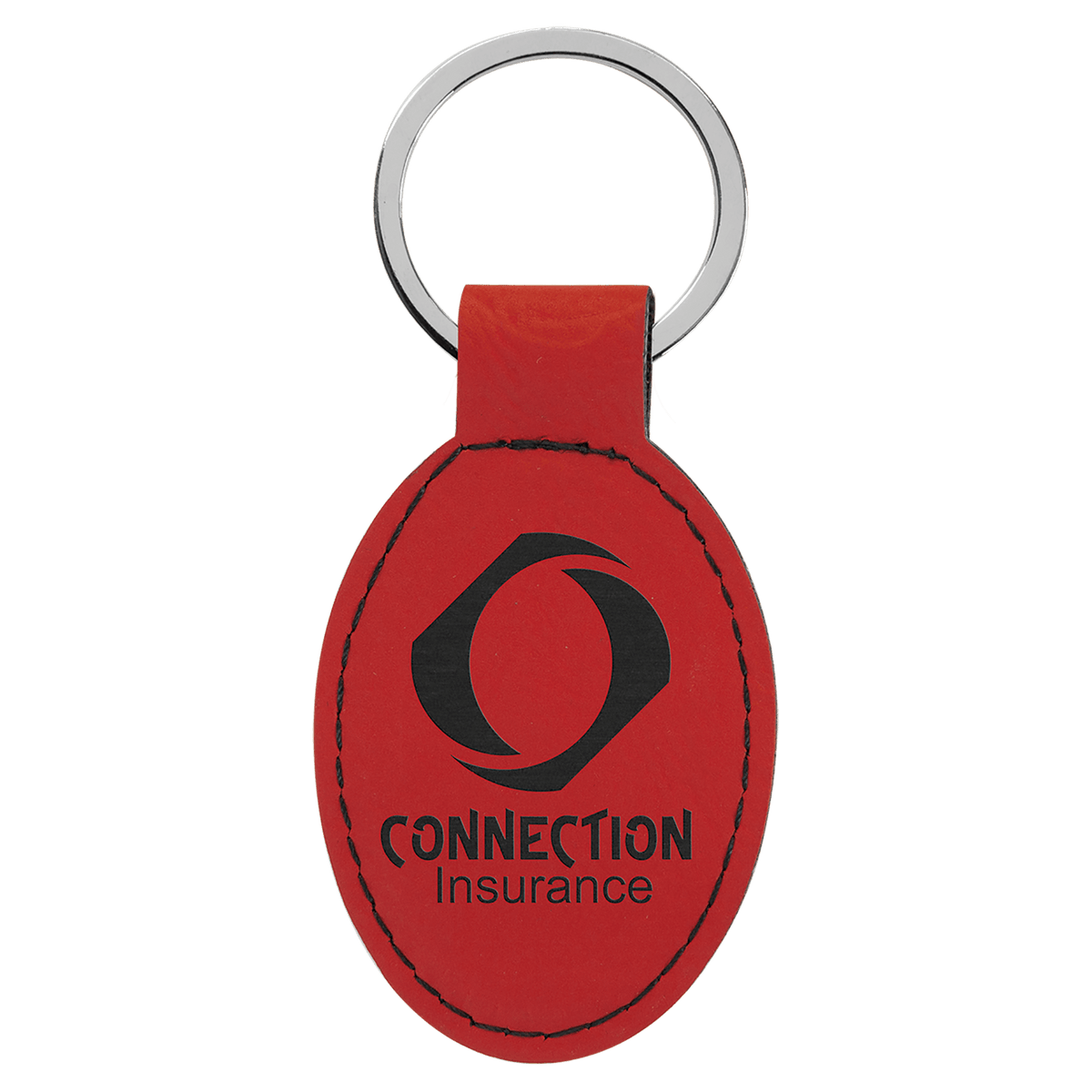 Leatherette Oval Keychain