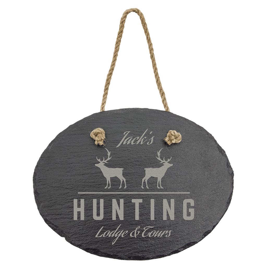 Oval Slate Decor with Hanging String