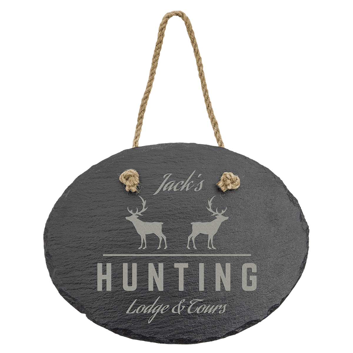 Oval Slate Decor with Hanging String