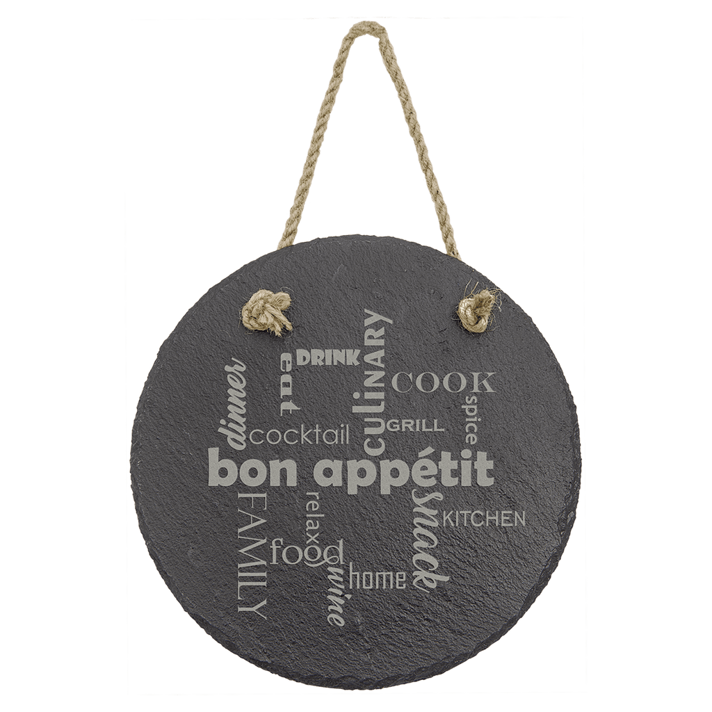 Round Slate Decor with Hanging String