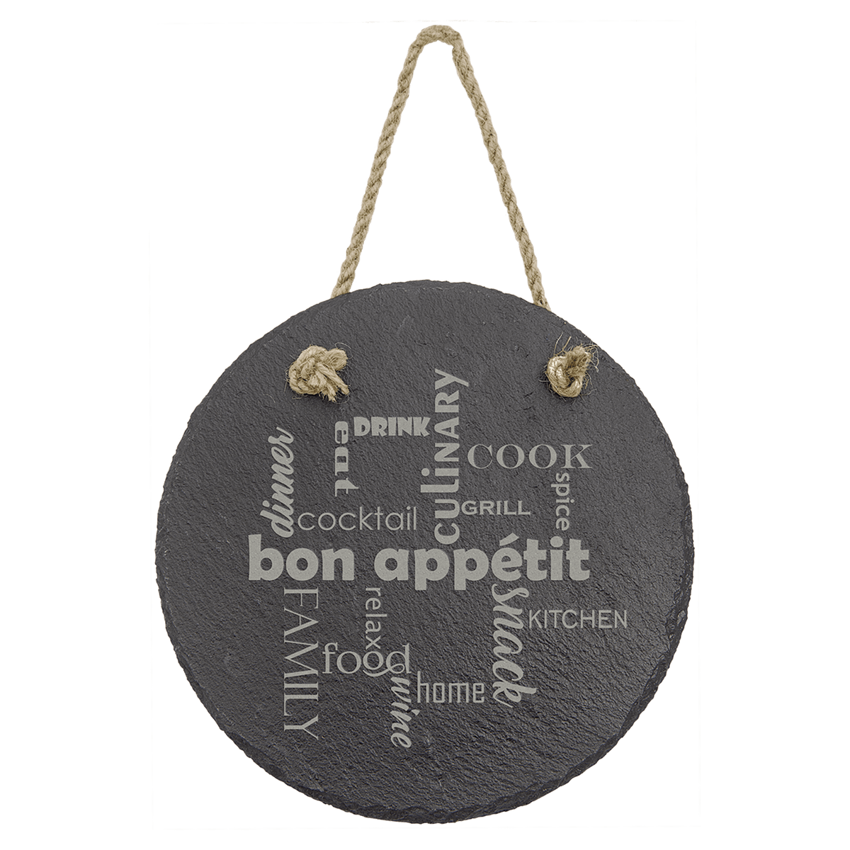 Round Slate Decor with Hanging String
