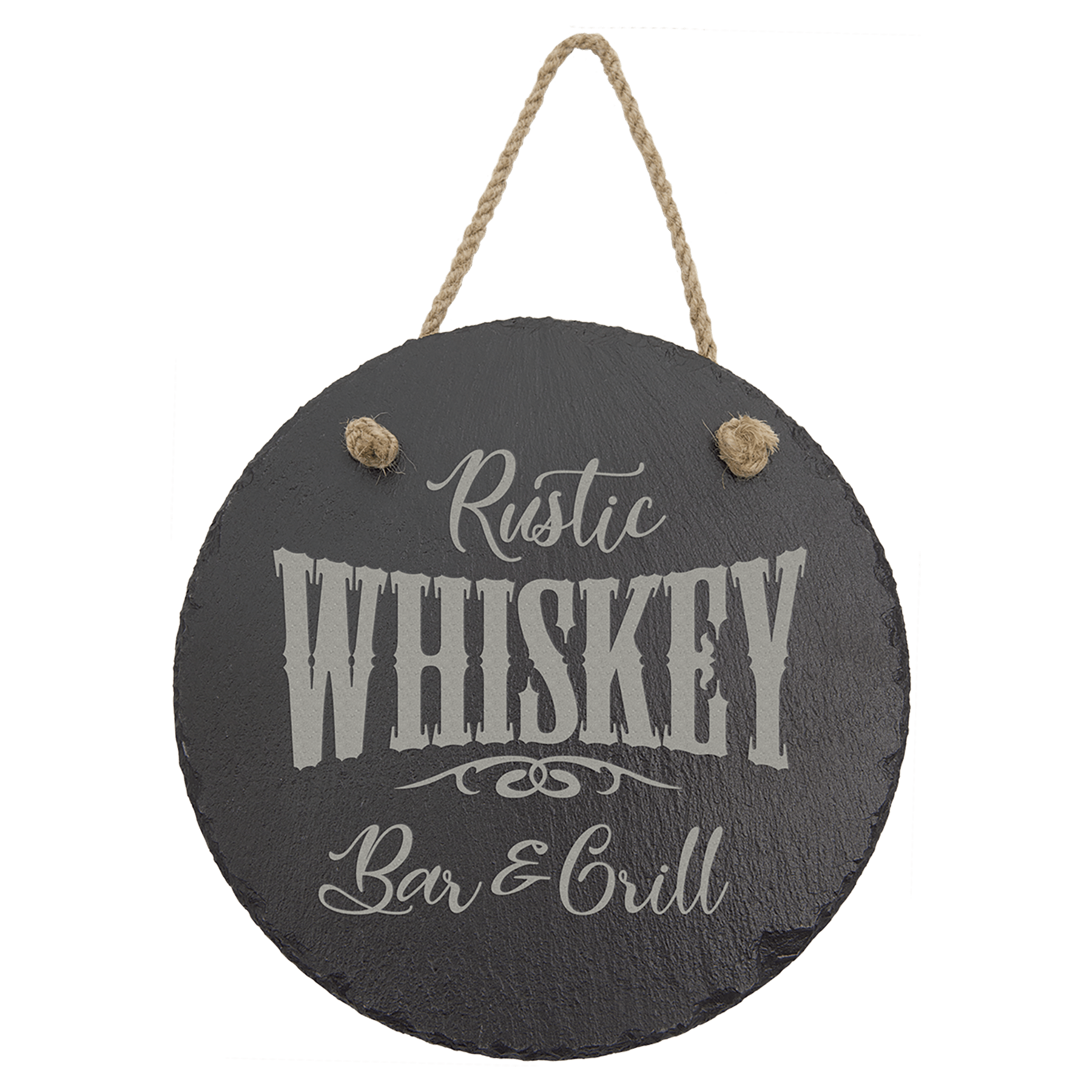 Round Slate Decor with Hanging String