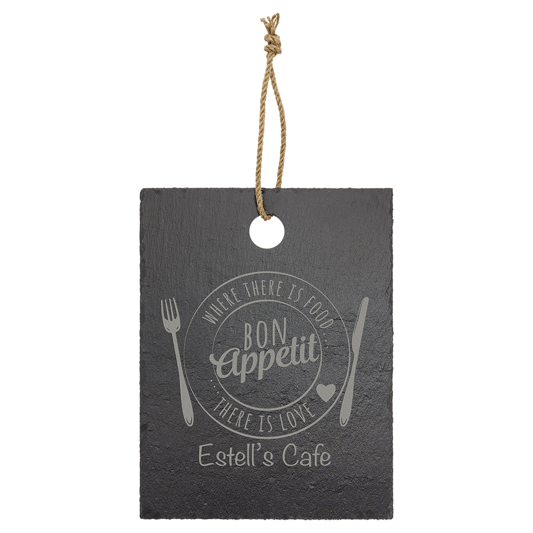 Slate Cutting Board with Rubber Pads and Hanging String