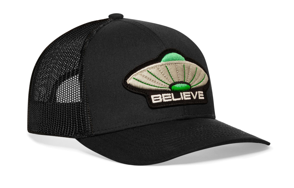 Believe Trucker Hat  |  Black Alien UAP Snapback
