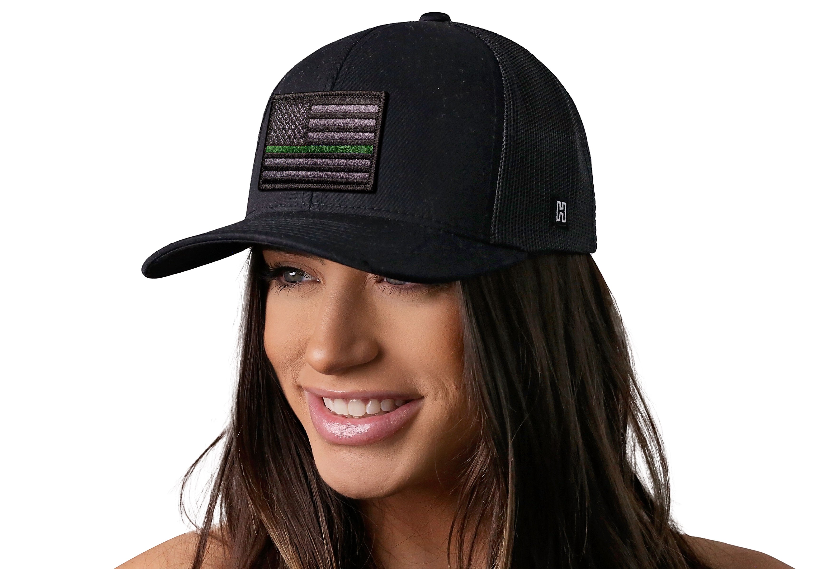 Thin Green Line Trucker Hat  |  Black Army Tactical Snapback