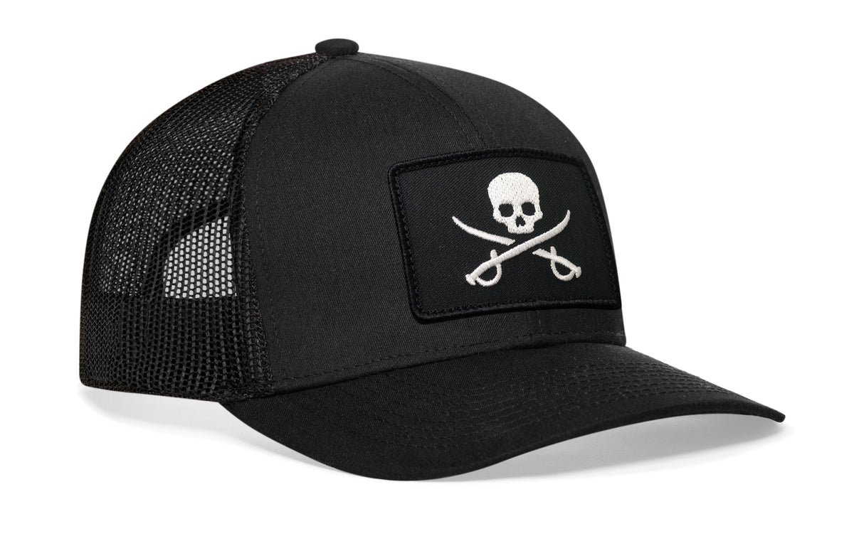 Pirate Flag Trucker Hat  |  Black Jolly Roger Flag Snapback