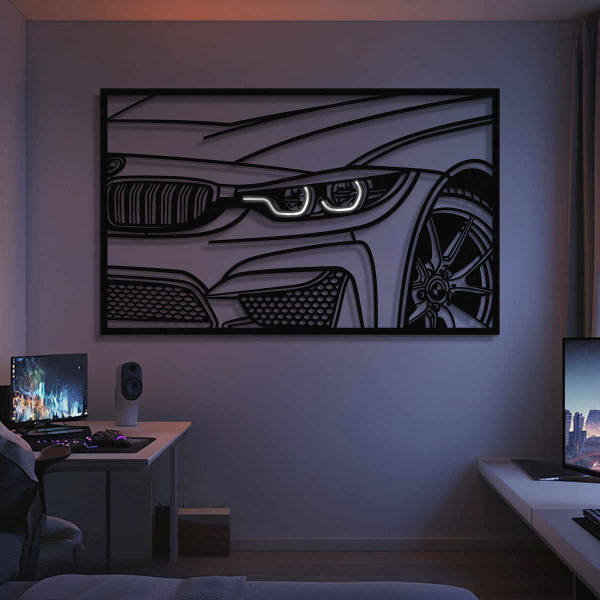 F82 M4 Apex Front View Metal Neon Frame Wall Art - MT1478