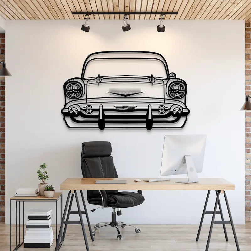 1957 Bel Air Front View Metal Car Wall Art - MT1330