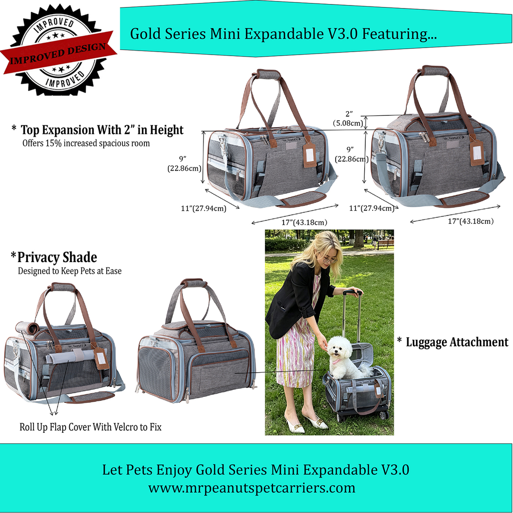 Mr. Peanut's Gold Series Mini V3.0 Expandable Pet Carrier