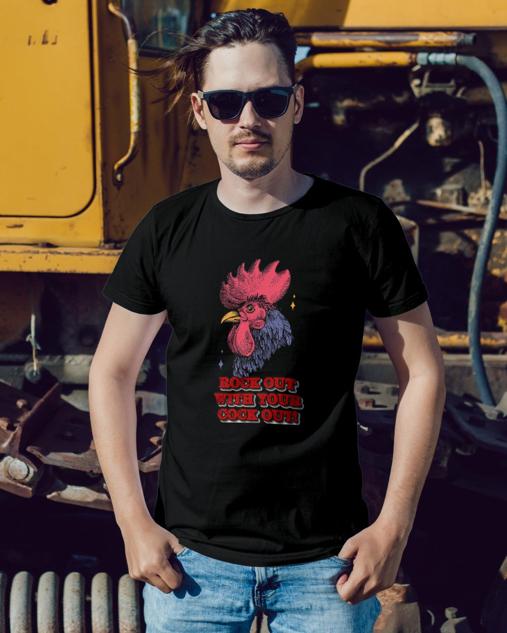 Rock Out With Your Cock Out Rooster Mens T Shirt